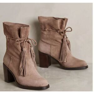 Jeffrey Campbell Laforge Suede Ankle Boots Size 8.5 Taupe Anthropologie